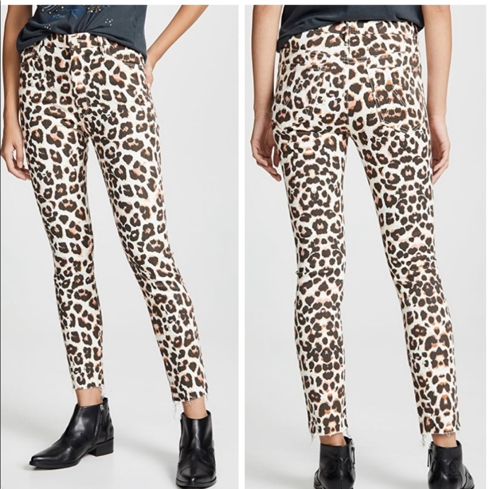 Mother High Waisted Looker Ankle Fray Touch of the Tiger Jeans